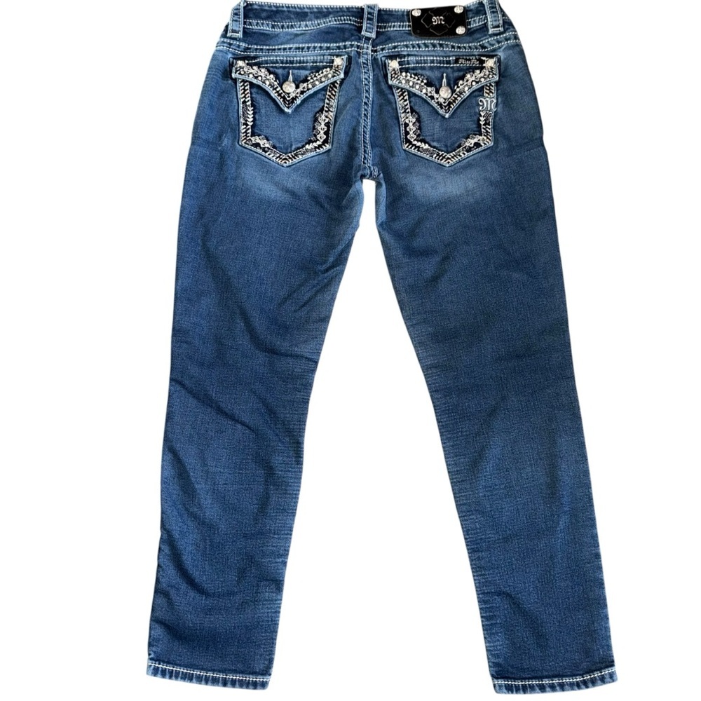 Miss Me Signature Ankle Skinny Jeans 29 Bling Pocket Mid Rise Stretch Y2K